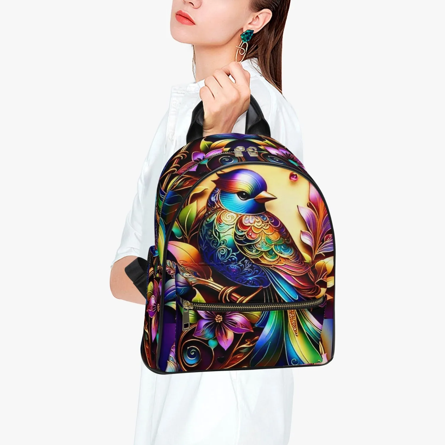 909. All Over Printed PU Backpack