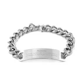 Auntie Thank You Gifts, Your presence is a reminder of life's greatest, Appreciation Blessing Birthday Cuban Chain Stainless Steel Bracelet for Auntie