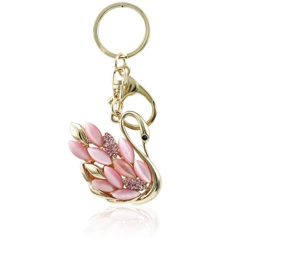 The Opal Swan Keychain
